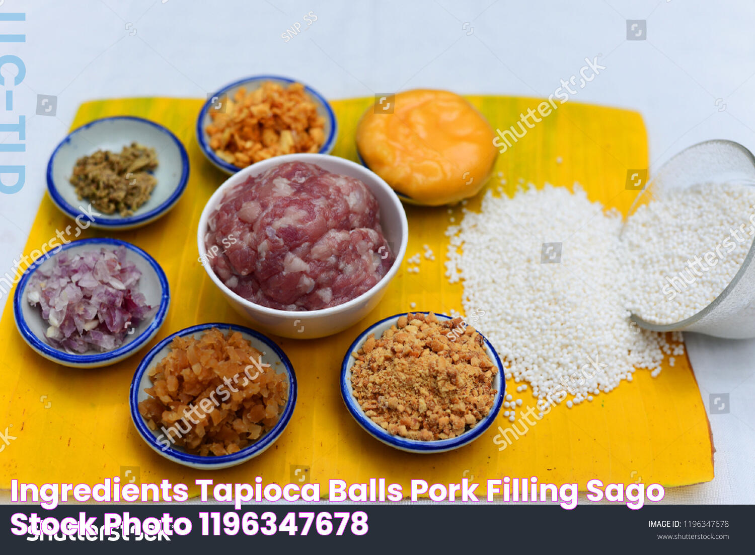 Ingredients Tapioca Balls Pork Filling Sago Stock Photo 1196347678