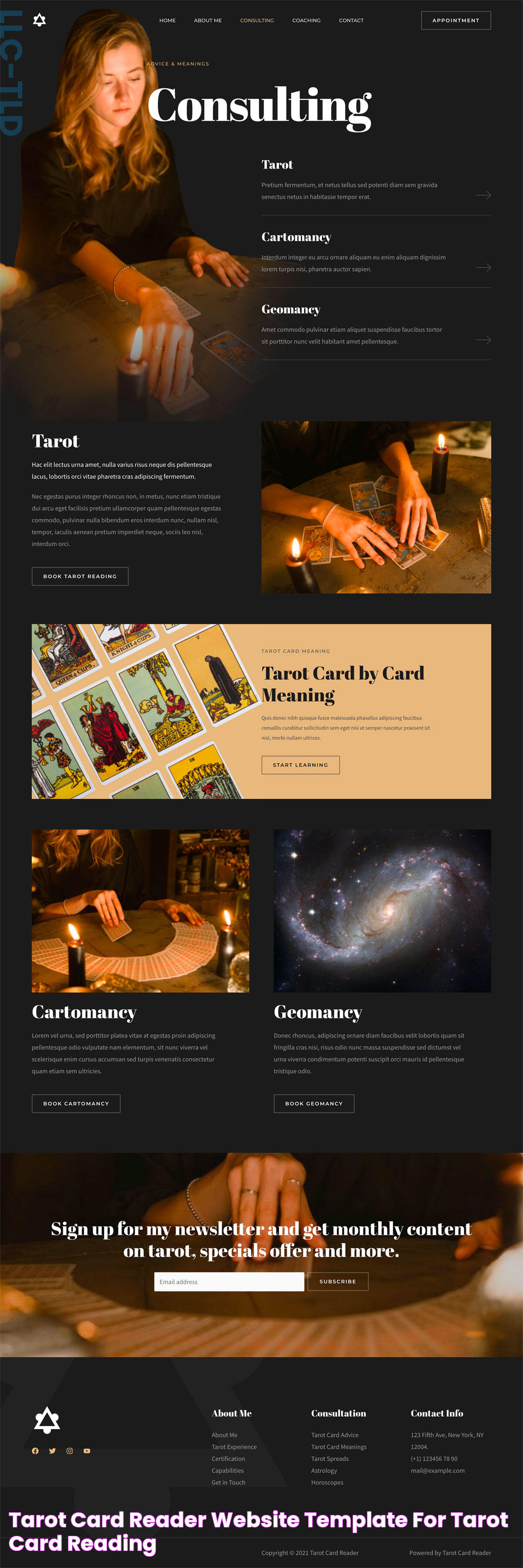 Tarot Card Reader Website template for tarot card reading