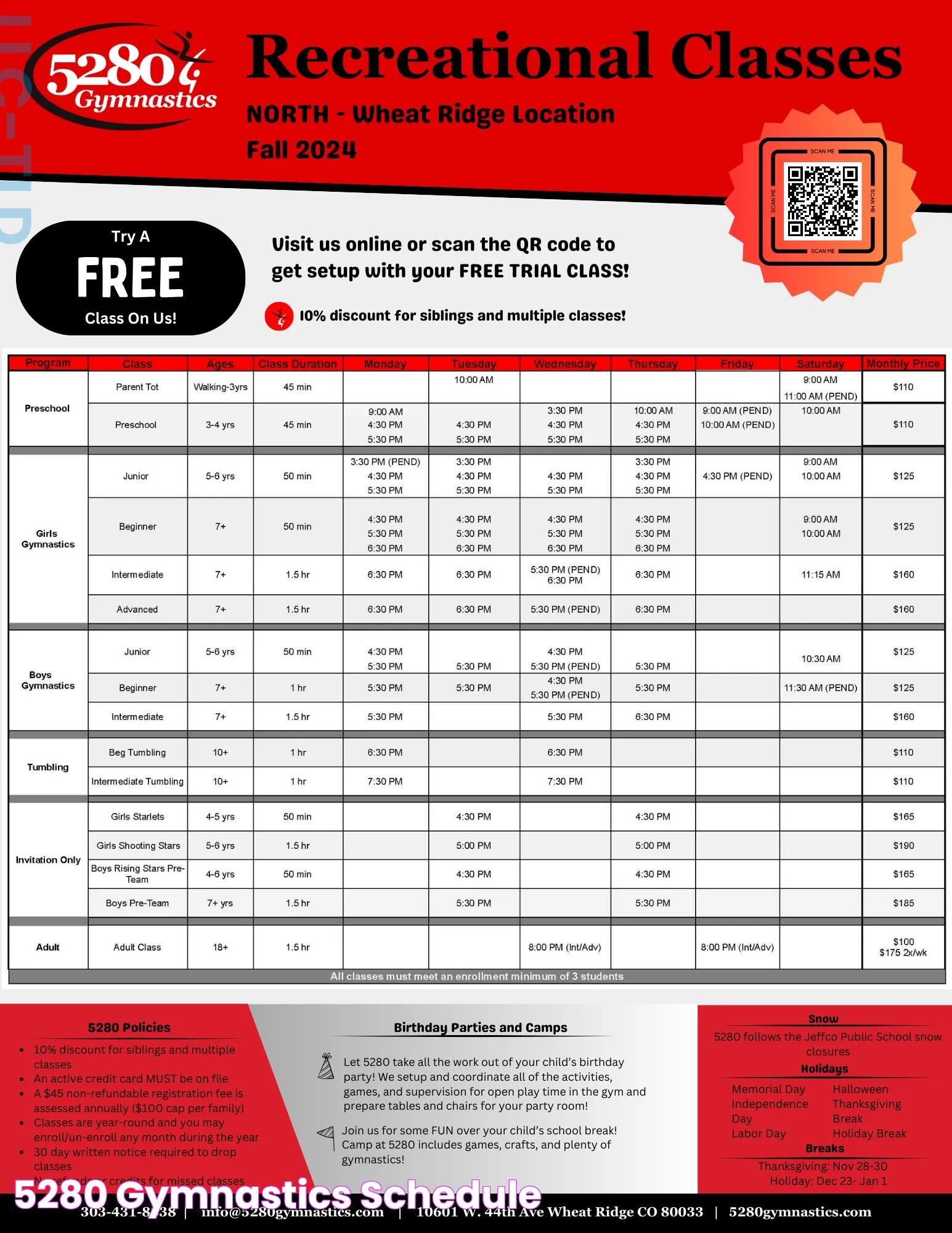 5280 Gymnastics Schedule