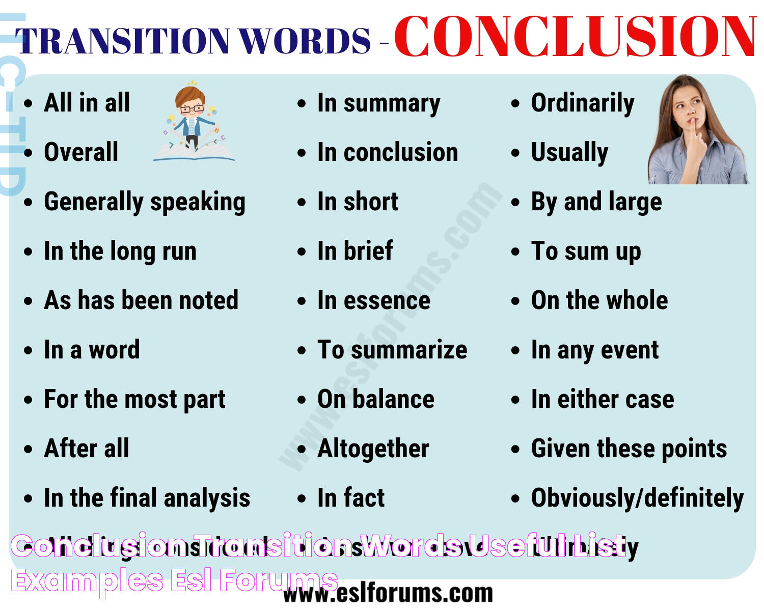 CONCLUSION Transition Words Useful List & Examples ESL Forums