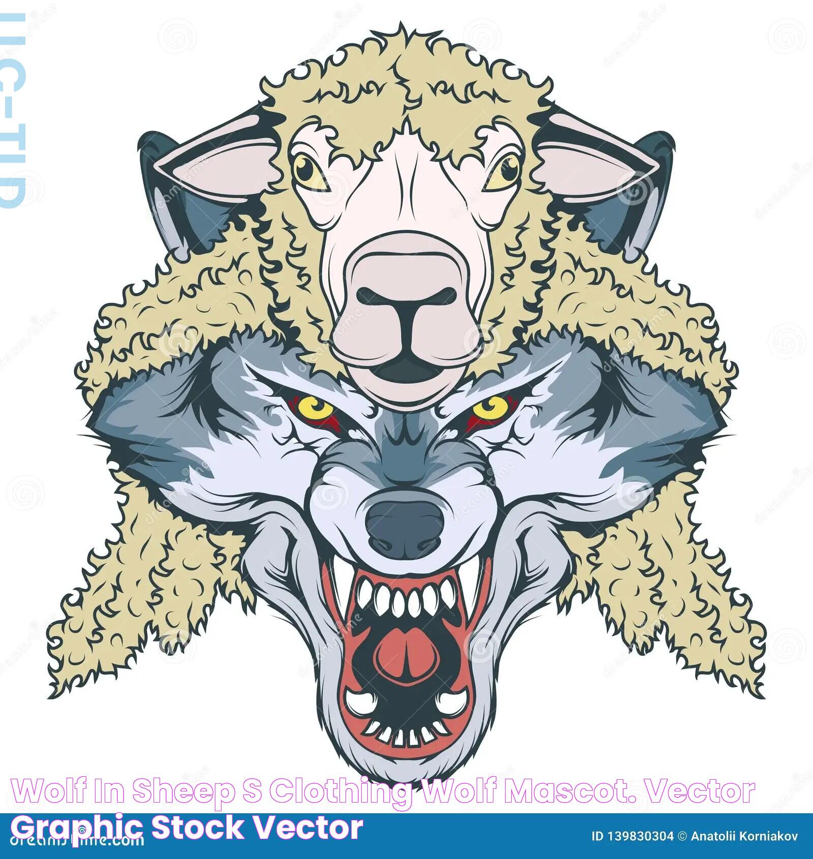 Wolf in Sheep`s Clothing, Wolf Mascot. Vector Graphic Stock Vector