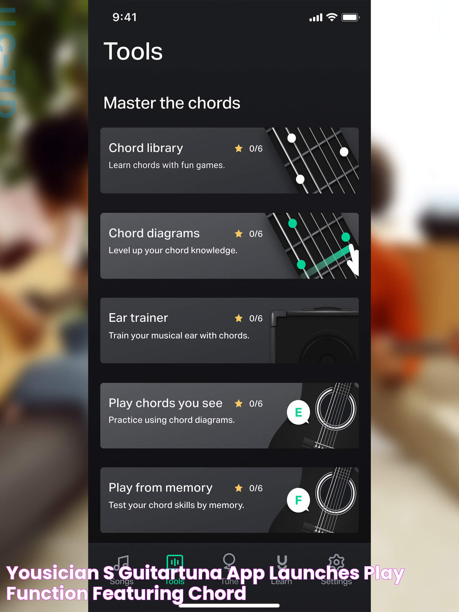 Yousician’s GuitarTuna app launches Play function, featuring chord