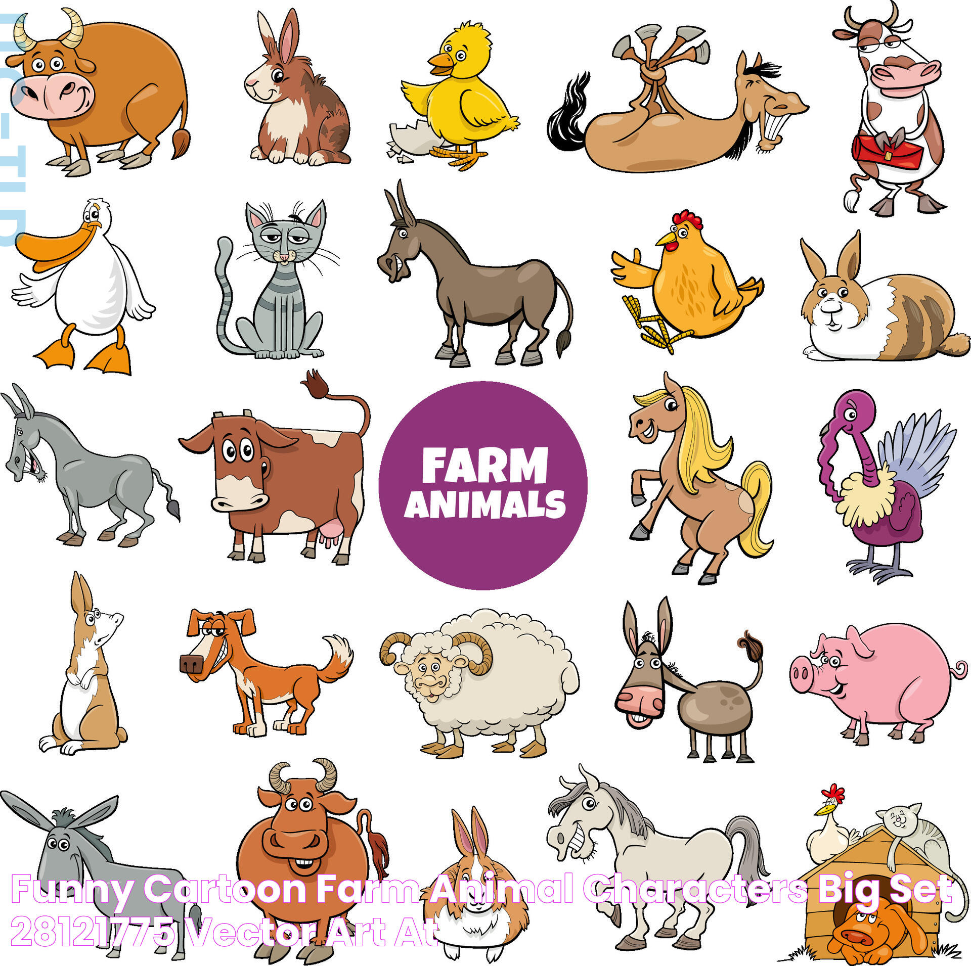 funny cartoon farm animal characters big set 28121775 Vector Art at