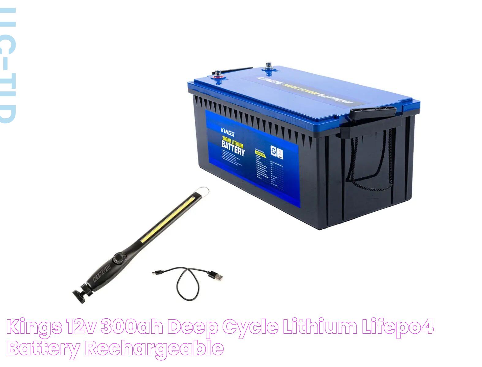 Kings 12V 300Ah Deep Cycle Lithium LiFePO4 Battery + Rechargeable