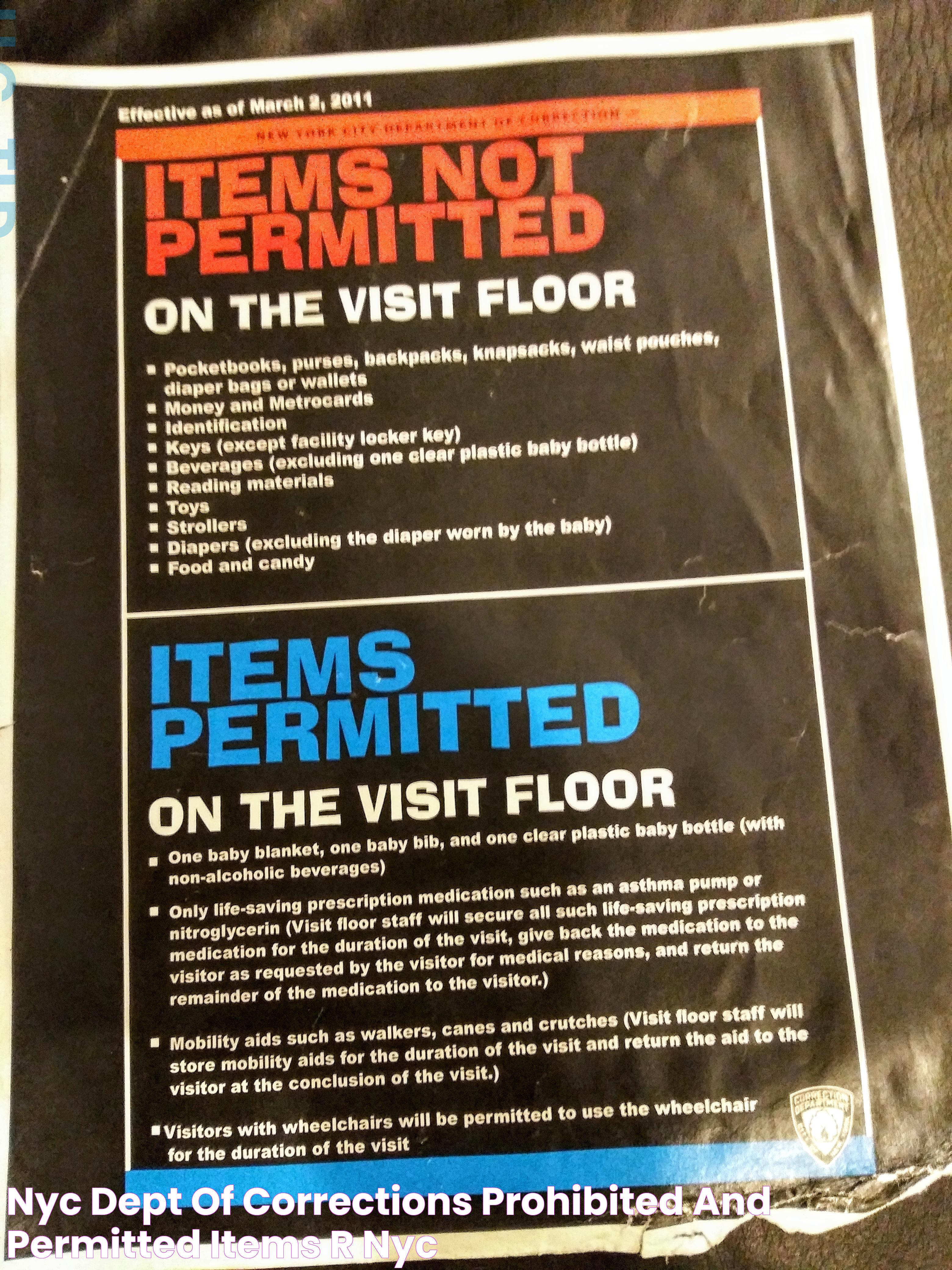 NYC Dept of corrections prohibited and permitted items r/nyc