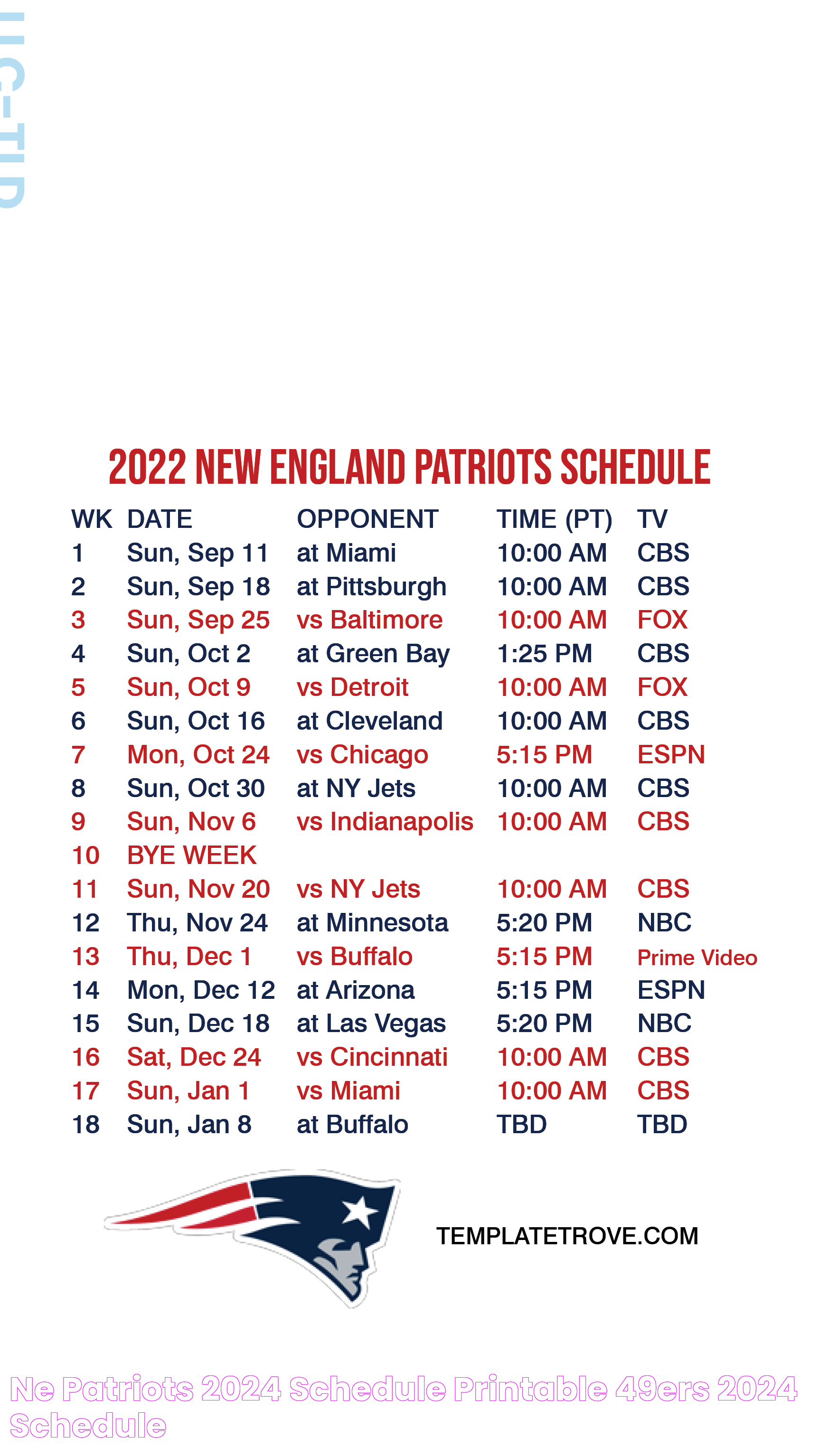 Ne Patriots 2024 Schedule Printable 49ers 2024 Schedule