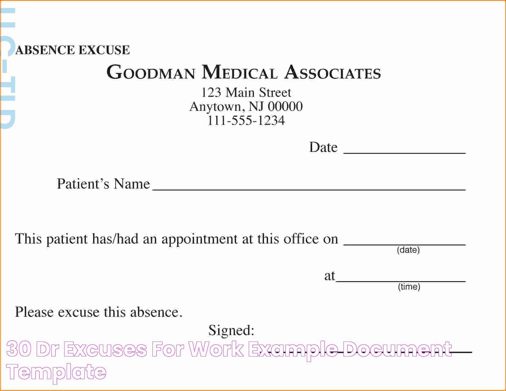 30 Dr Excuses for Work Example Document Template