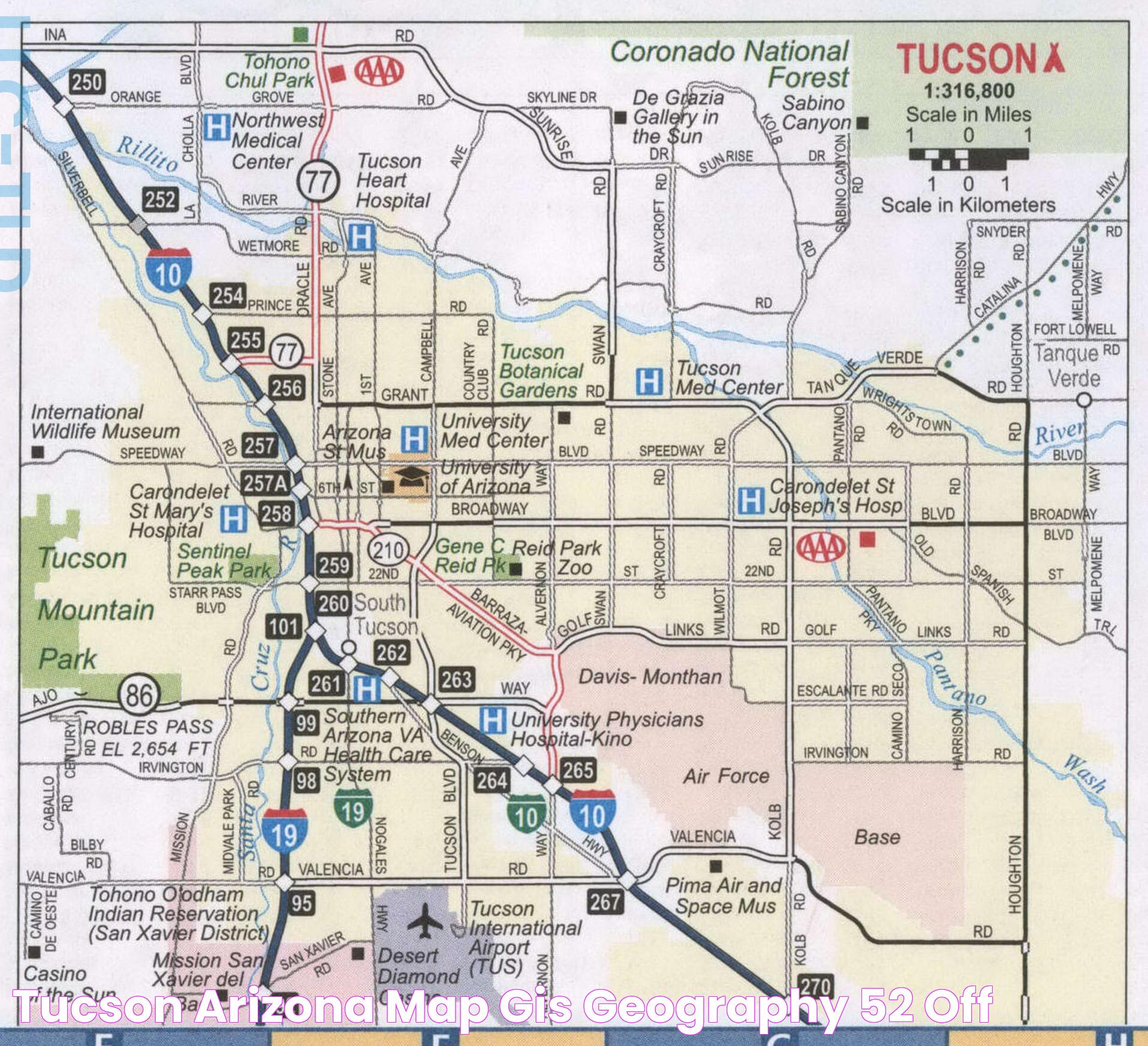 Tucson Arizona Map GIS Geography, 52 OFF