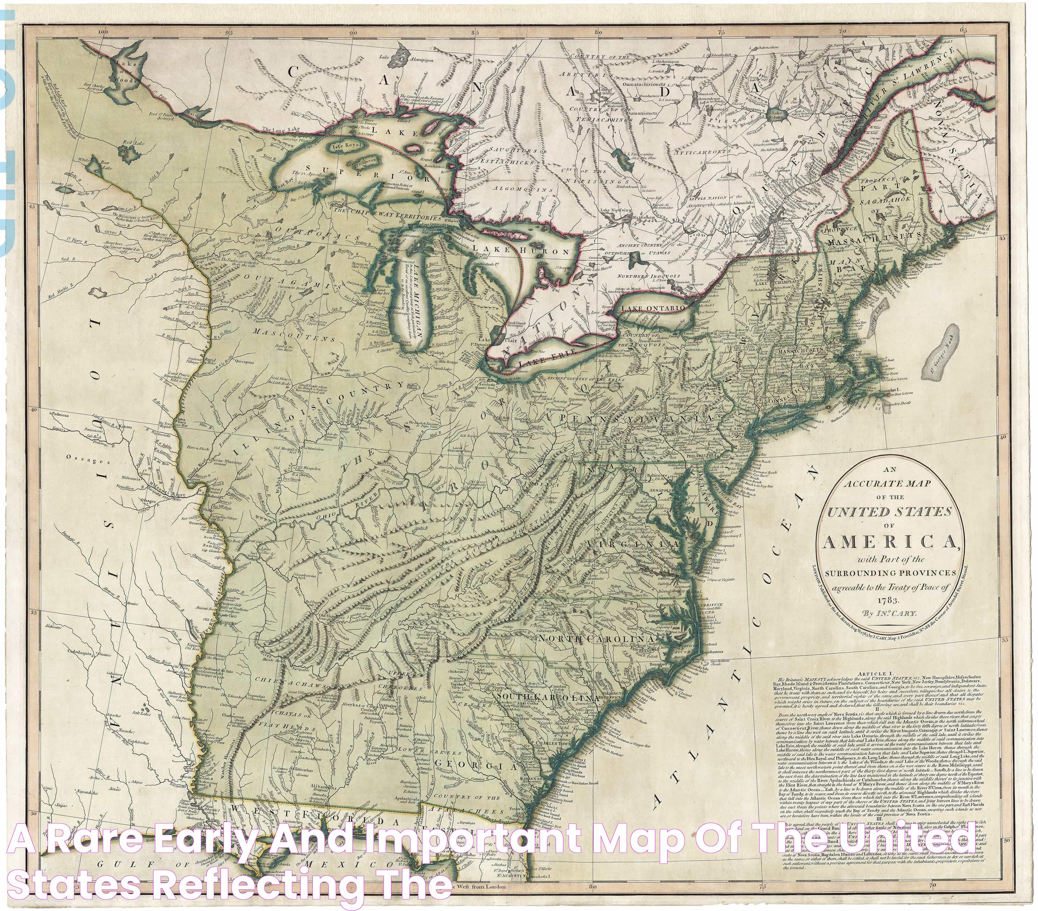 A rare, early and important map of the United States, reflecting the