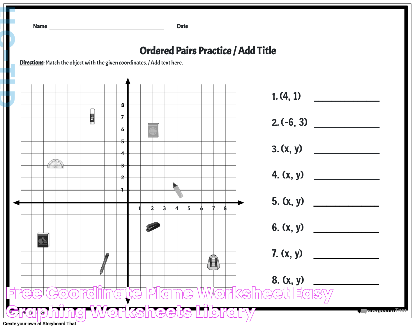 Free Coordinate Plane Worksheet Easy Graphing Worksheets Library