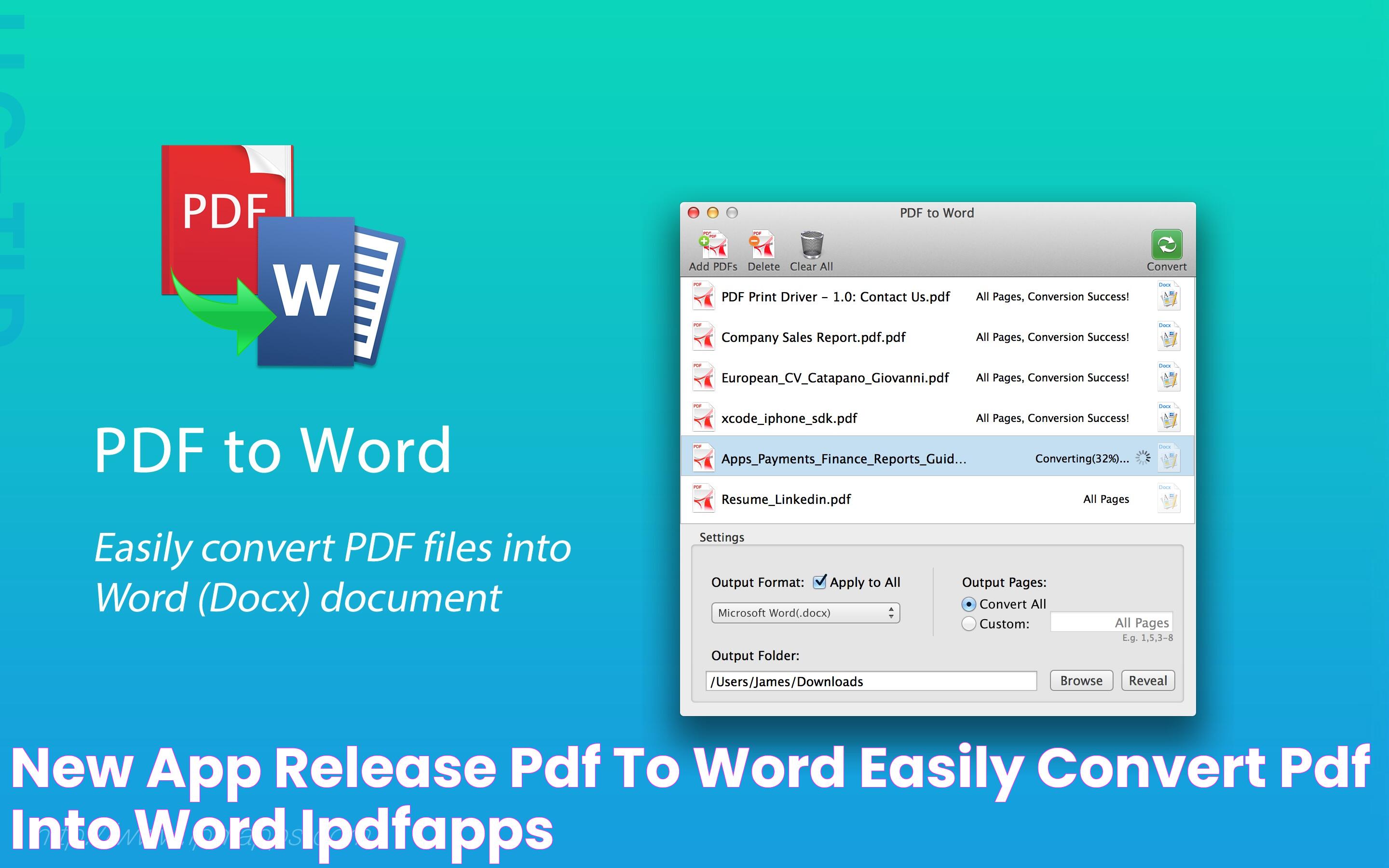 New App Release PDF to Word Easily Convert PDF into Word iPDFApps