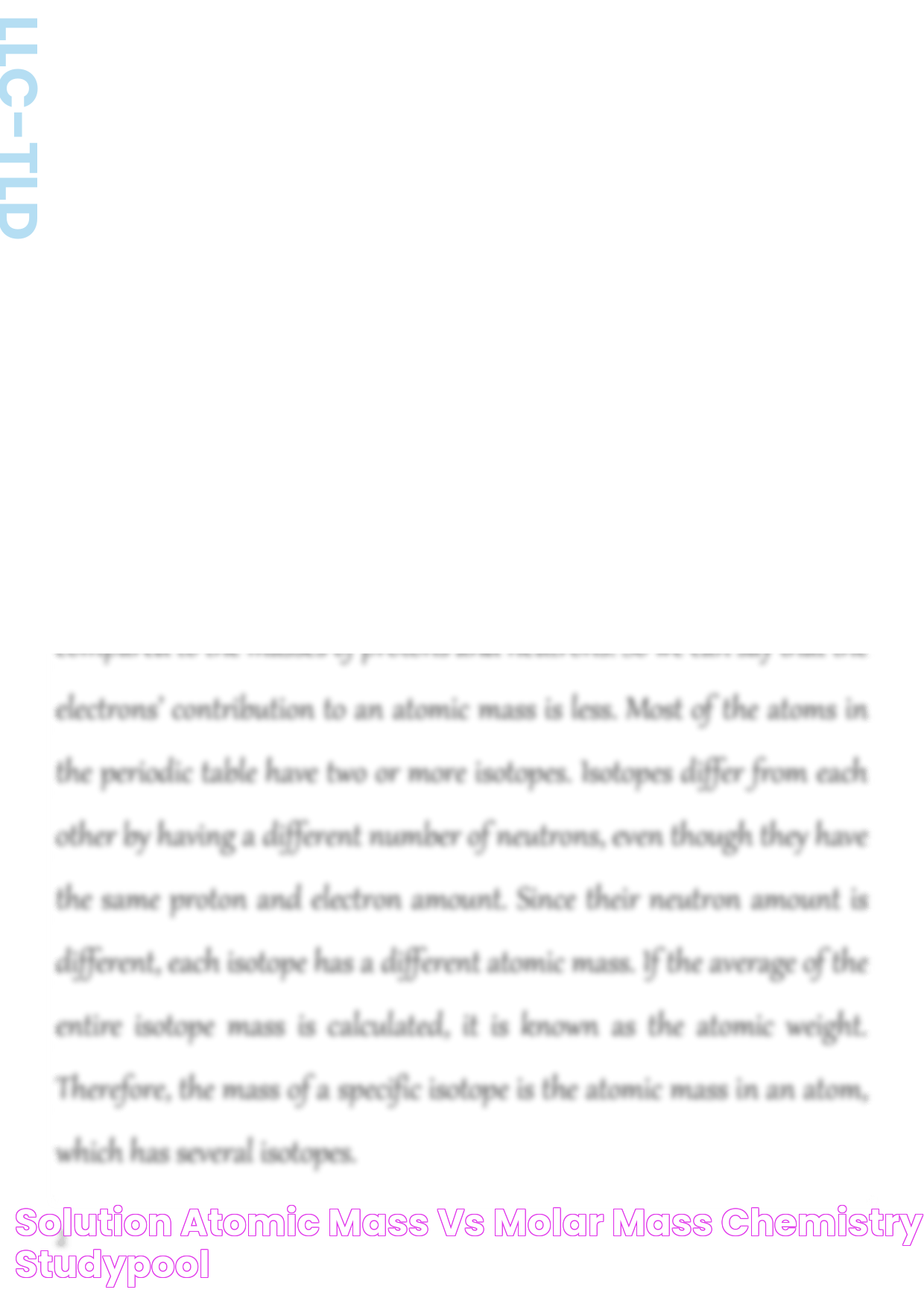 SOLUTION Atomic mass vs molar mass chemistry Studypool