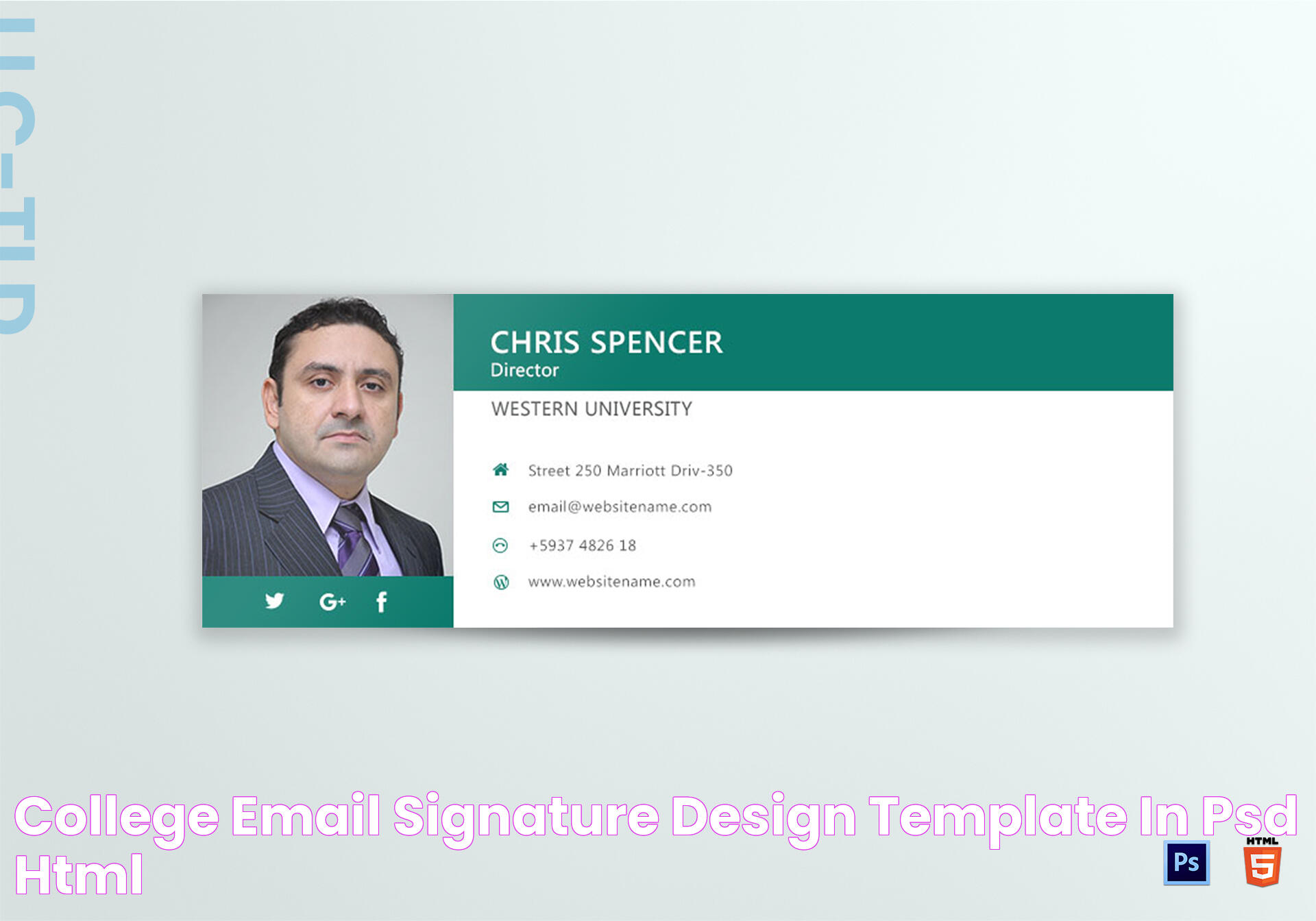 College Email Signature Design Template in PSD, HTML