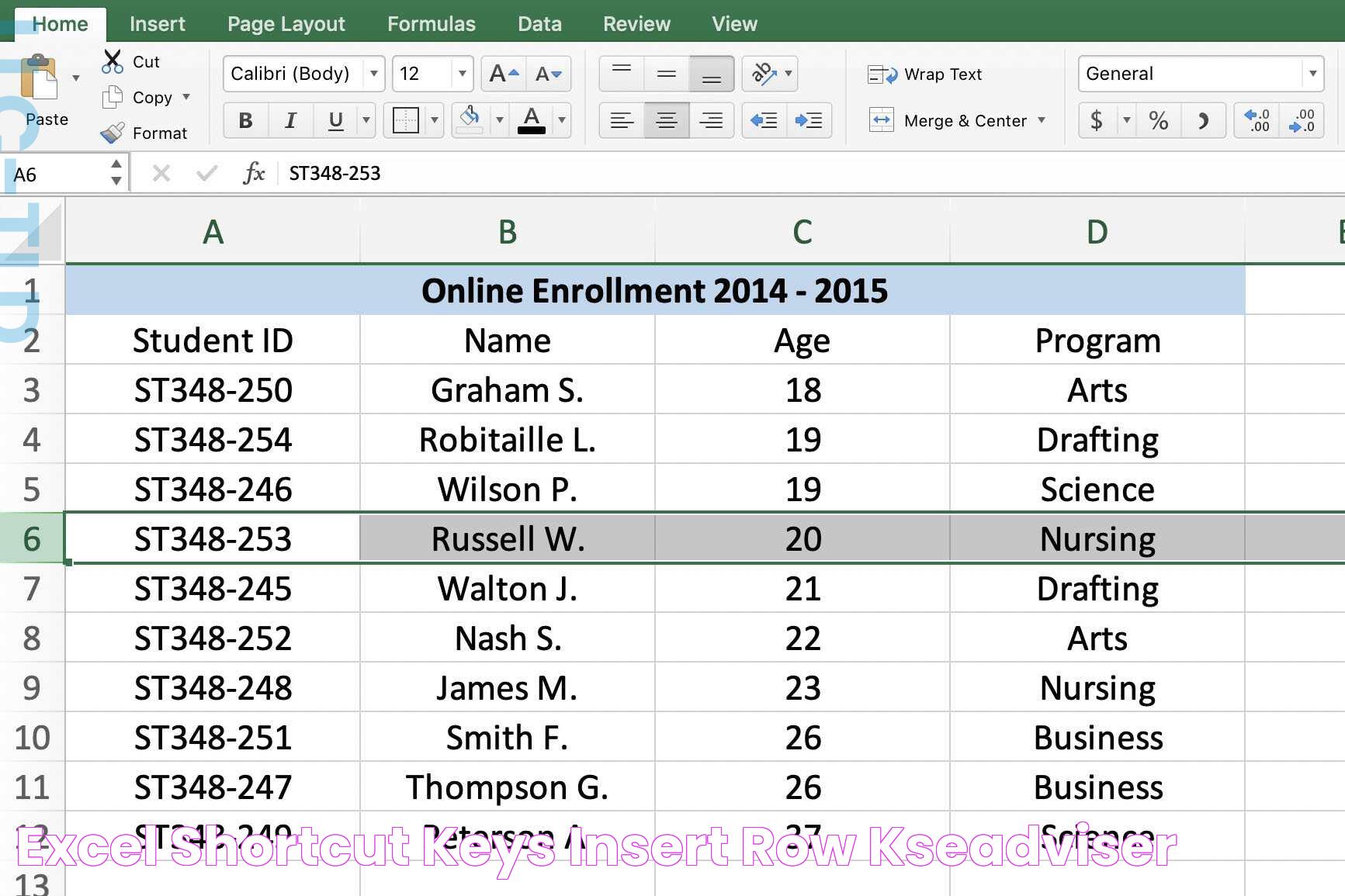 Excel shortcut keys insert row kseadviser