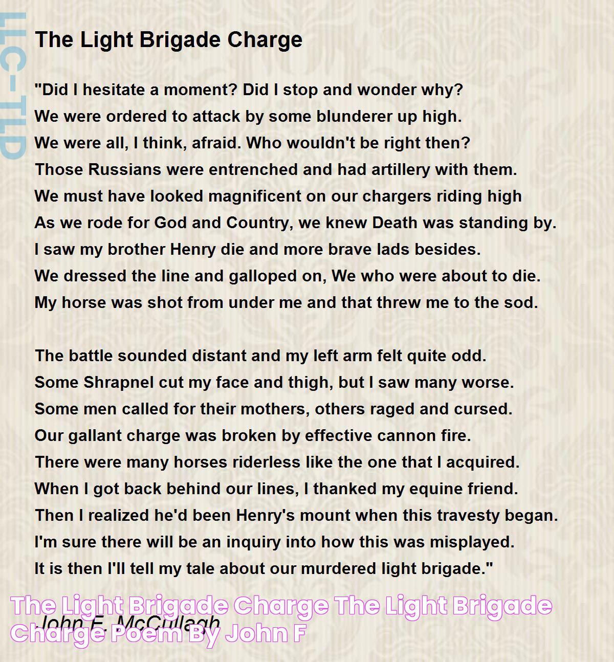 Unveiling The Heroic Tale: The Charge Of The Light Brigade Poem