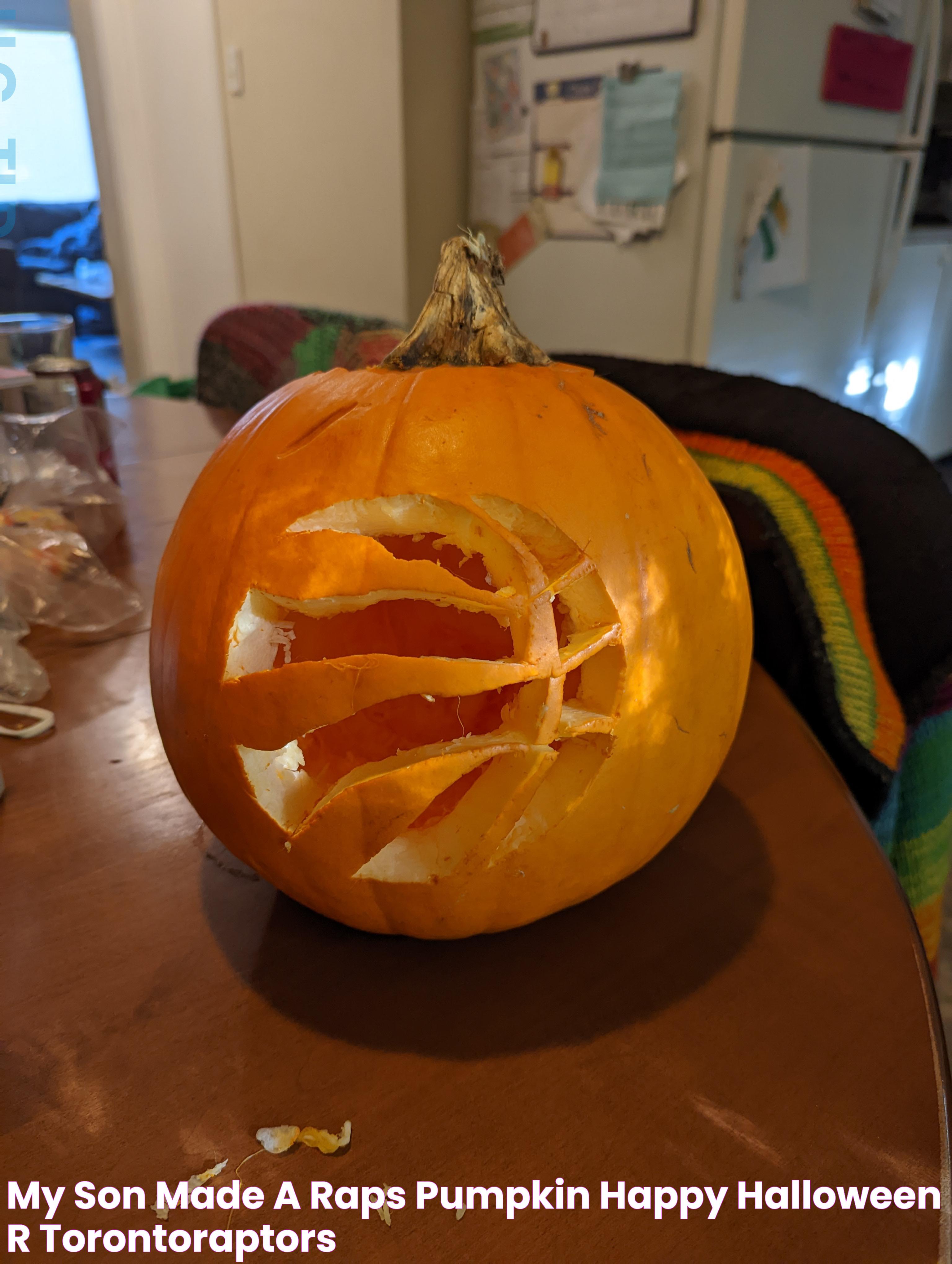 My son made a Raps pumpkin! Happy Halloween! r/torontoraptors