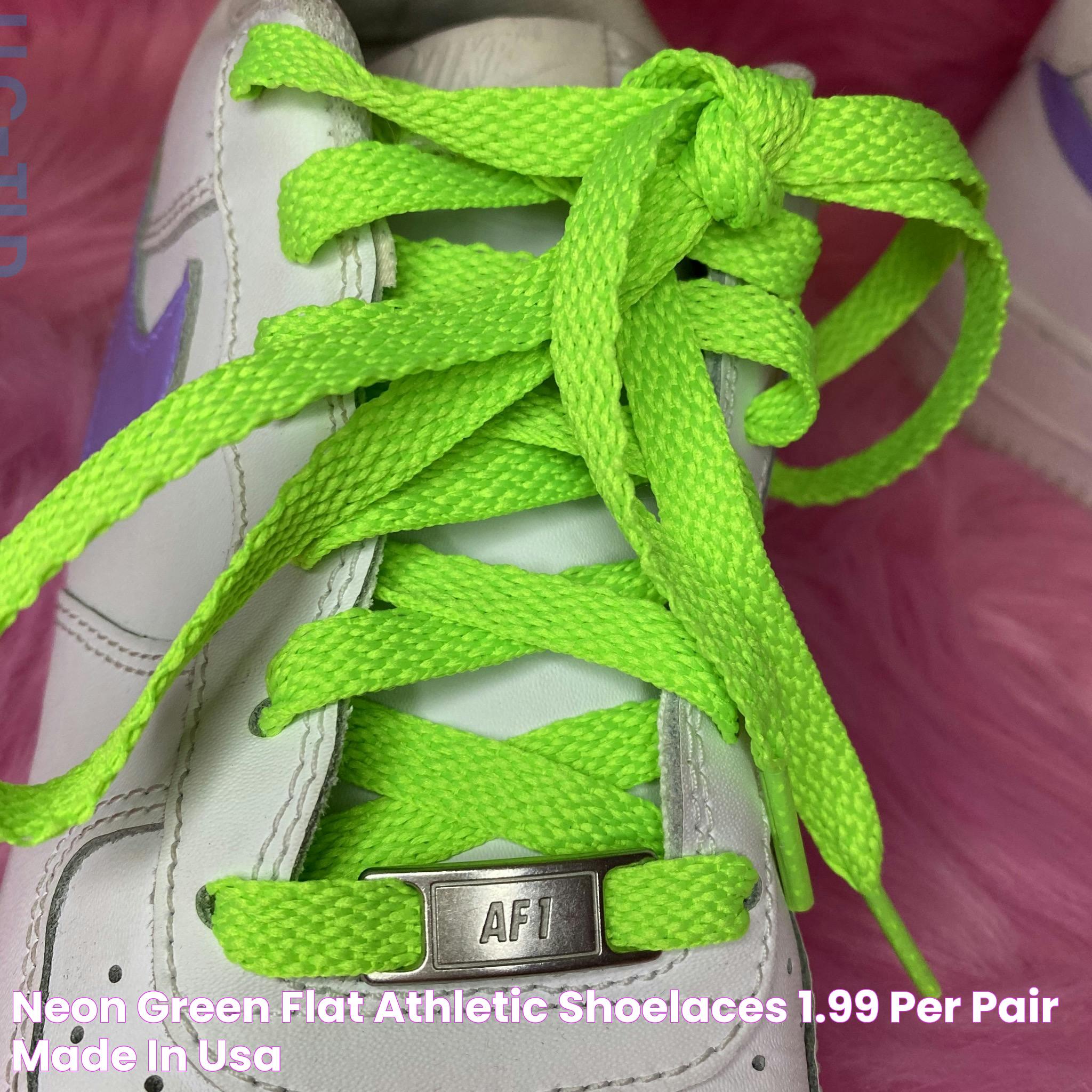 Neon Green Flat Athletic Shoelaces 1.99 per pair Made in USA