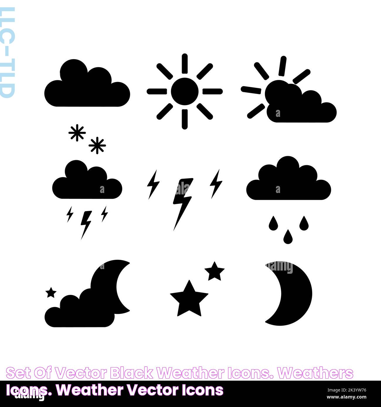 Set of vector black Weather icons. Weathers icons. Weather vector icons