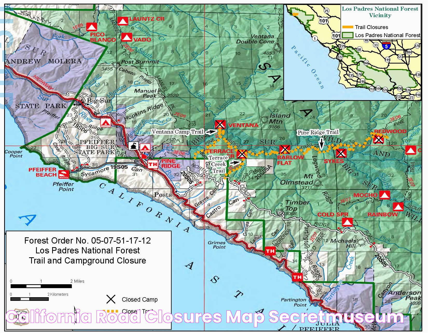 California Road Closures Map secretmuseum